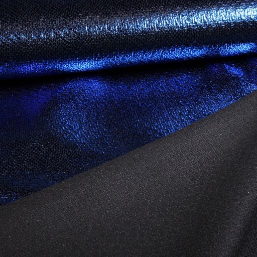 Tissu Métallisé Feuille Party Cobalt