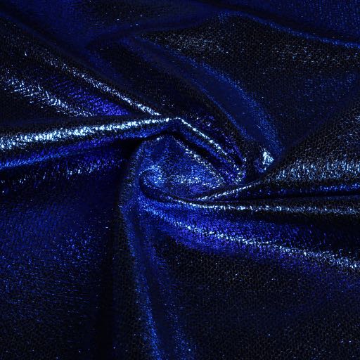 Tissu Métallisé Feuille Party Cobalt