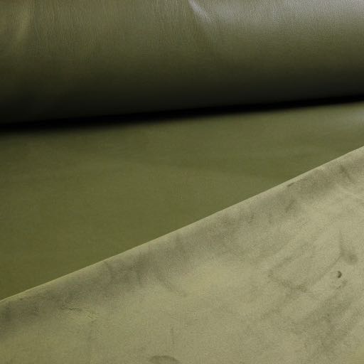 Tissu stretch simili cuir / velours olive