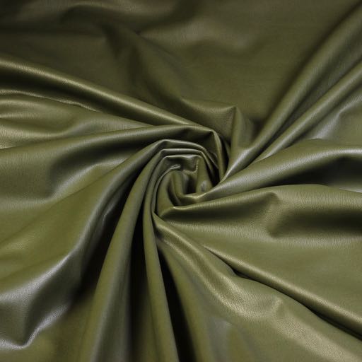 Tissu stretch simili cuir / velours olive