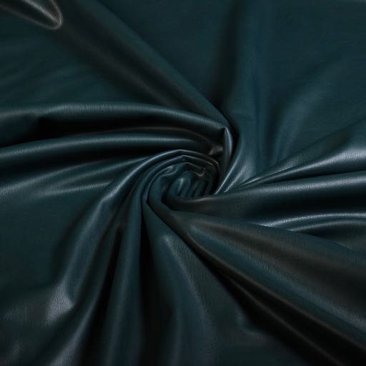 Tissu simili cuir stretch / velours pétrole