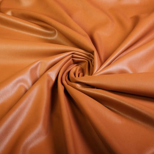 Tissu simili cuir stretch / velours cognac 2