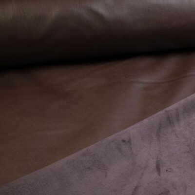 Tissu stretch simili cuir / velours marron
