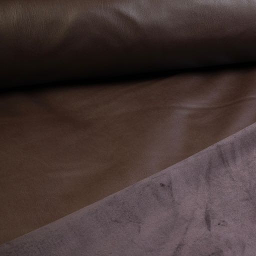 Tissu stretch simili cuir / velours marron