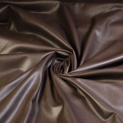 Tissu stretch simili cuir / velours marron