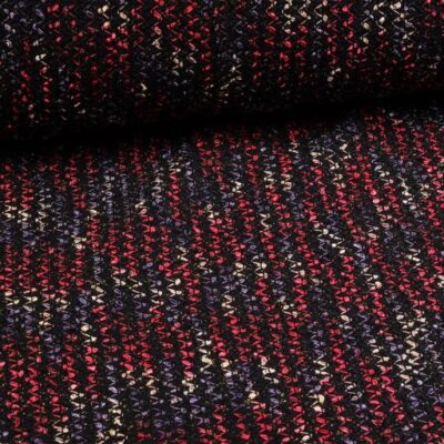 Tissu bouclé/tweed lurex petit zigzag rouge