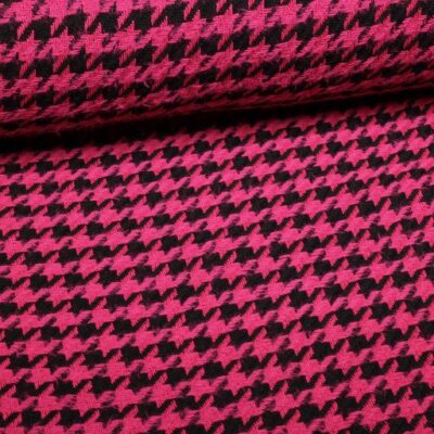 Tissu tweed Pied-de-poule fuchsia