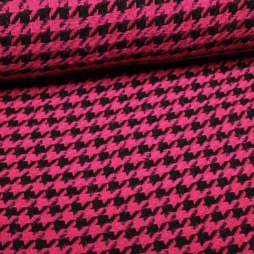 Tissu tweed Pied-de-poule fuchsia