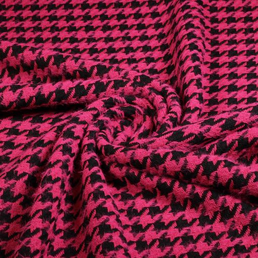 Tissu tweed Pied-de-poule fuchsia
