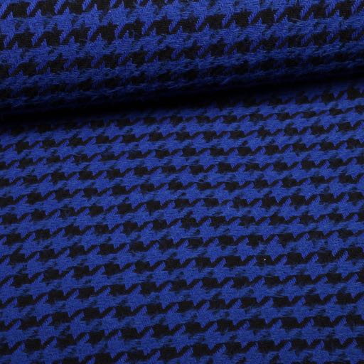 Tissu Tweed Pied-de-Poule Cobalt