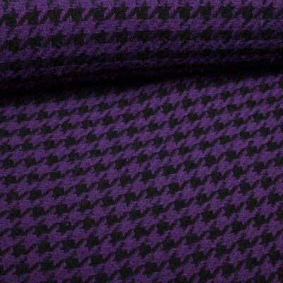 Tissu Tweed Pied-de-Poule Mauve