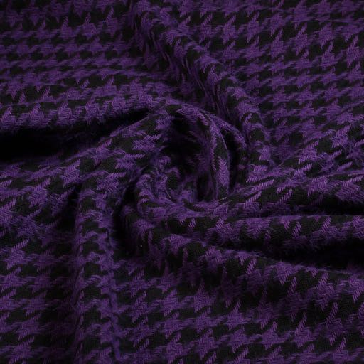 Tissu Tweed Pied-de-Poule Mauve